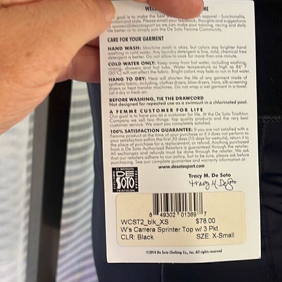 NWT De Soto Carrera Sprinter Triathlon Cycling Top Shelf Bra Women’s XS - Picture 9 of 10